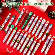 A Set Of 15 Festive Christmas Colorful Ballpoint Pens, Plastic Retractable Fine Point Pens, With Holiday Decorations, Cute 10-color, Seasonal Stationery Gift Set, Stocking Stuffers, Diverse Designs