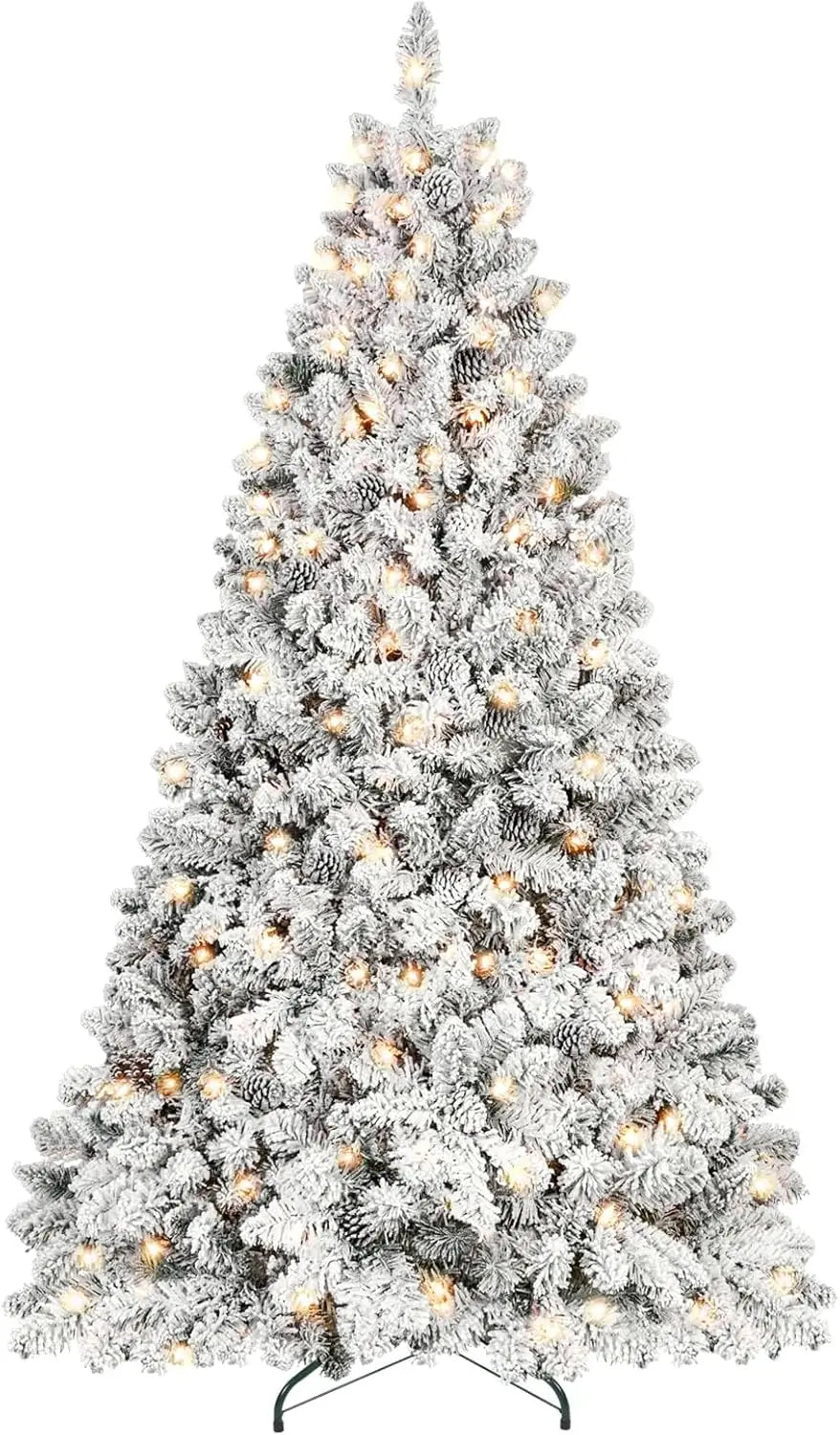 7.5 ft Prelit Flocked Christmas Tree