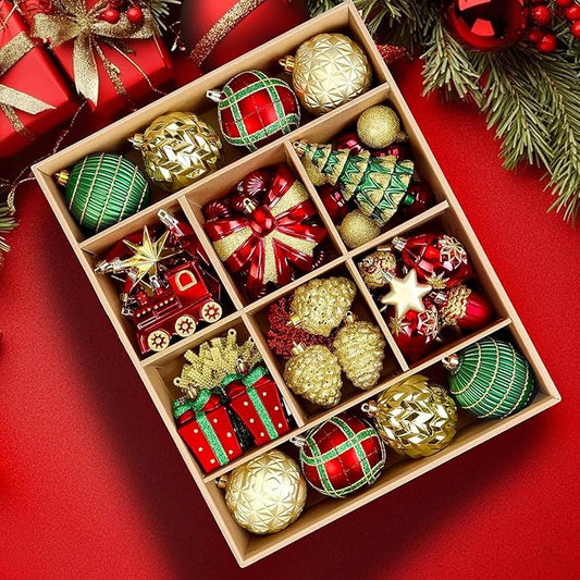 82pcs Christmas Balls Ornaments Set, Delightful Classic Gift Set Gift Set,