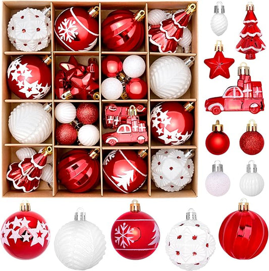 42 Pcs Christmas Ornaments, Various Styles of Christmas Ball Ornaments, Christmas Balls