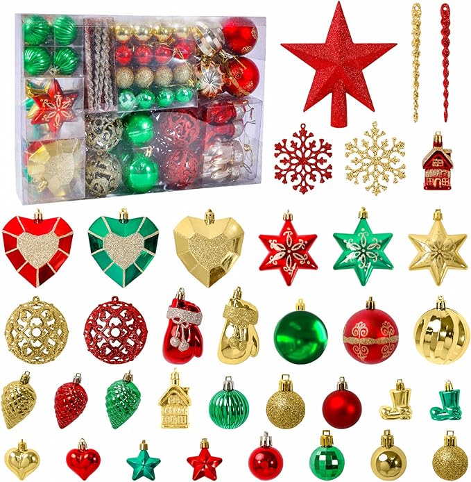 Christmas Balls Ornaments Set, 145Pcs