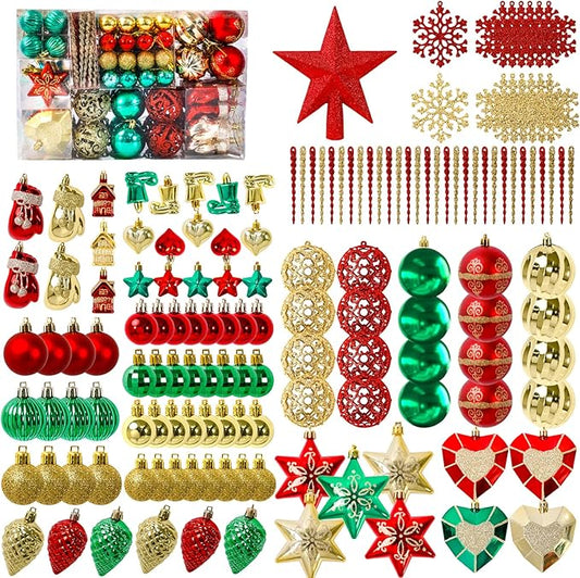 Christmas Balls Ornaments Set, 145Pcs