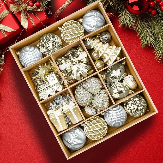 82pcs Christmas Balls Ornaments Set, Delightful Classic Gift Set Gift Set,