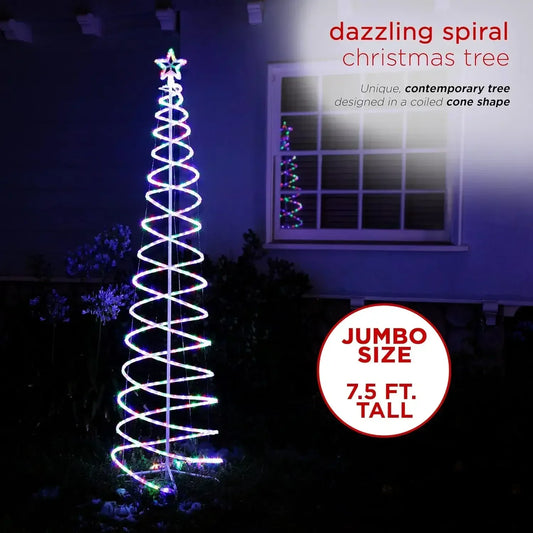 Alpine-Large Spiral Christmas Tree with Multi-Functional Colored LED Lights, Large