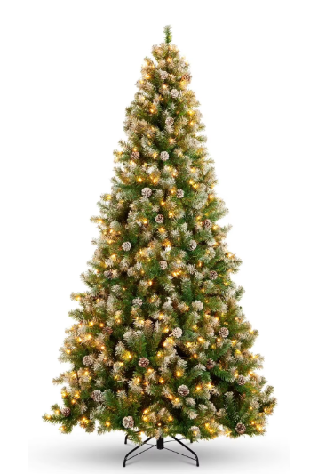 9ft Pre-Lit Pre-Decorated Pine Hinged Artificial Christmas Tree