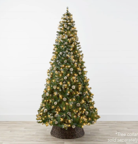 9ft Pre-Lit Pre-Decorated Pine Hinged Artificial Christmas Tree