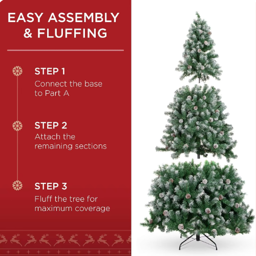 9ft Pre-Lit Pre-Decorated Pine Hinged Artificial Christmas Tree